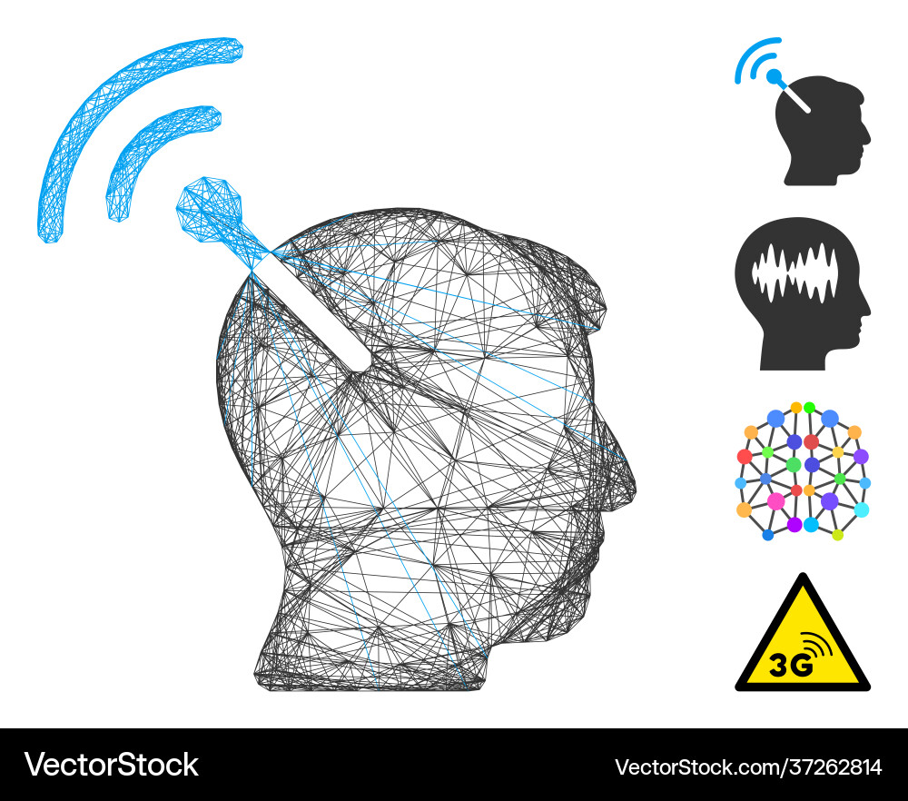 Linear radio neural interface mesh Linear radio neural interface mesh vector image