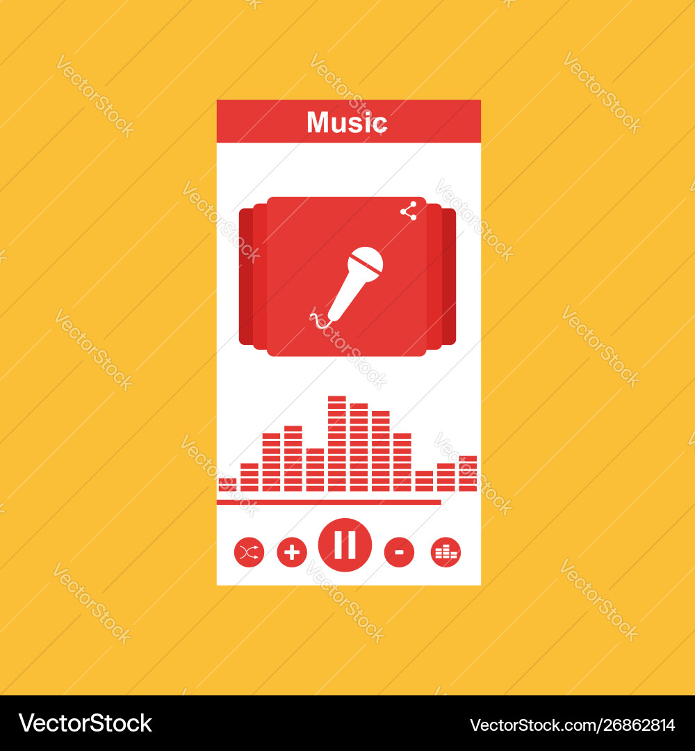 Media player application app template with flat Vector Image
