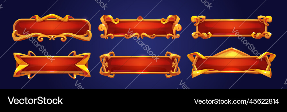 Medieval red buttons ui game menu elements Medieval red buttons ui game menu elements vector image