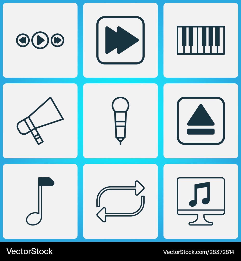 Multimedia-Icons mit Vorwärts-Musik Megaphon Multimedia-Icons mit Vorwärts-Musik Megaphon vektorbild