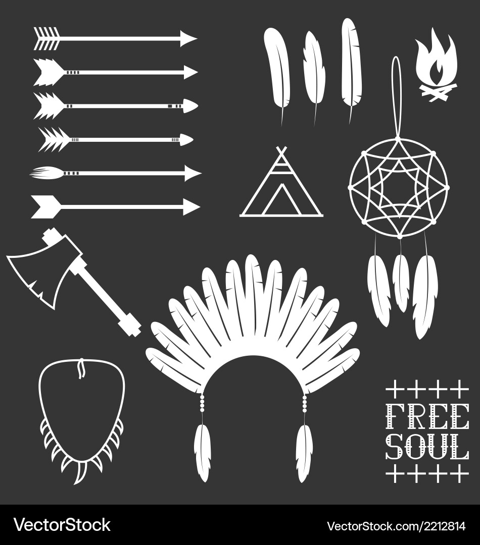 Native American Icon Set Vector Image