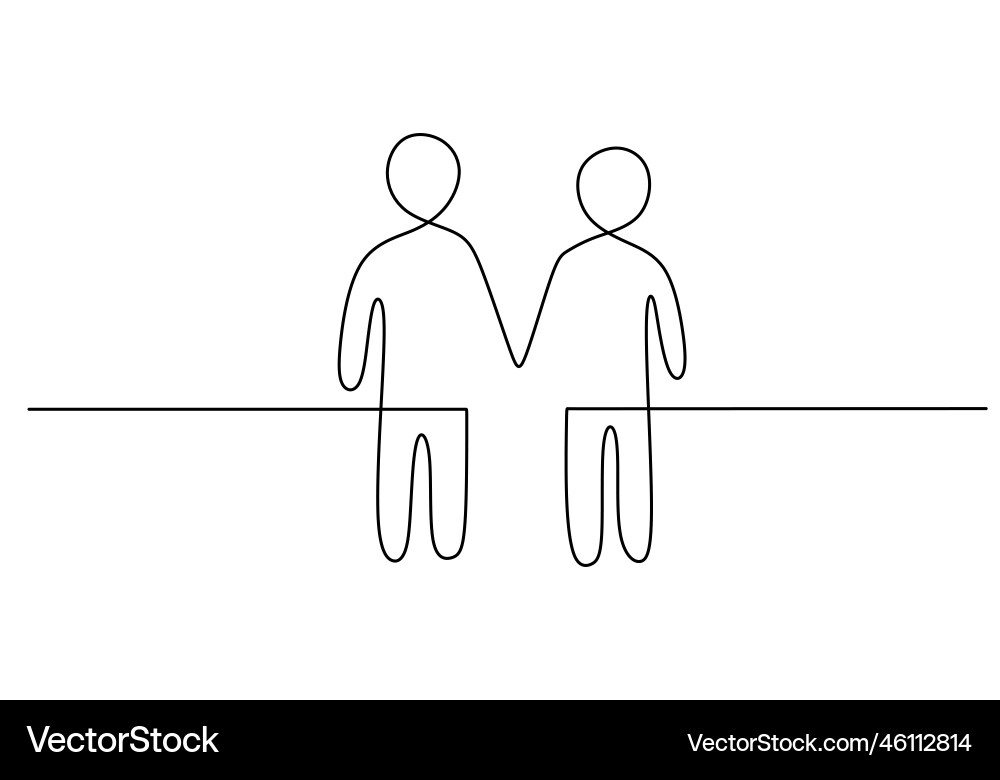 One continuous single line of hand drawn with two One continuous single line of hand drawn with two vector image
