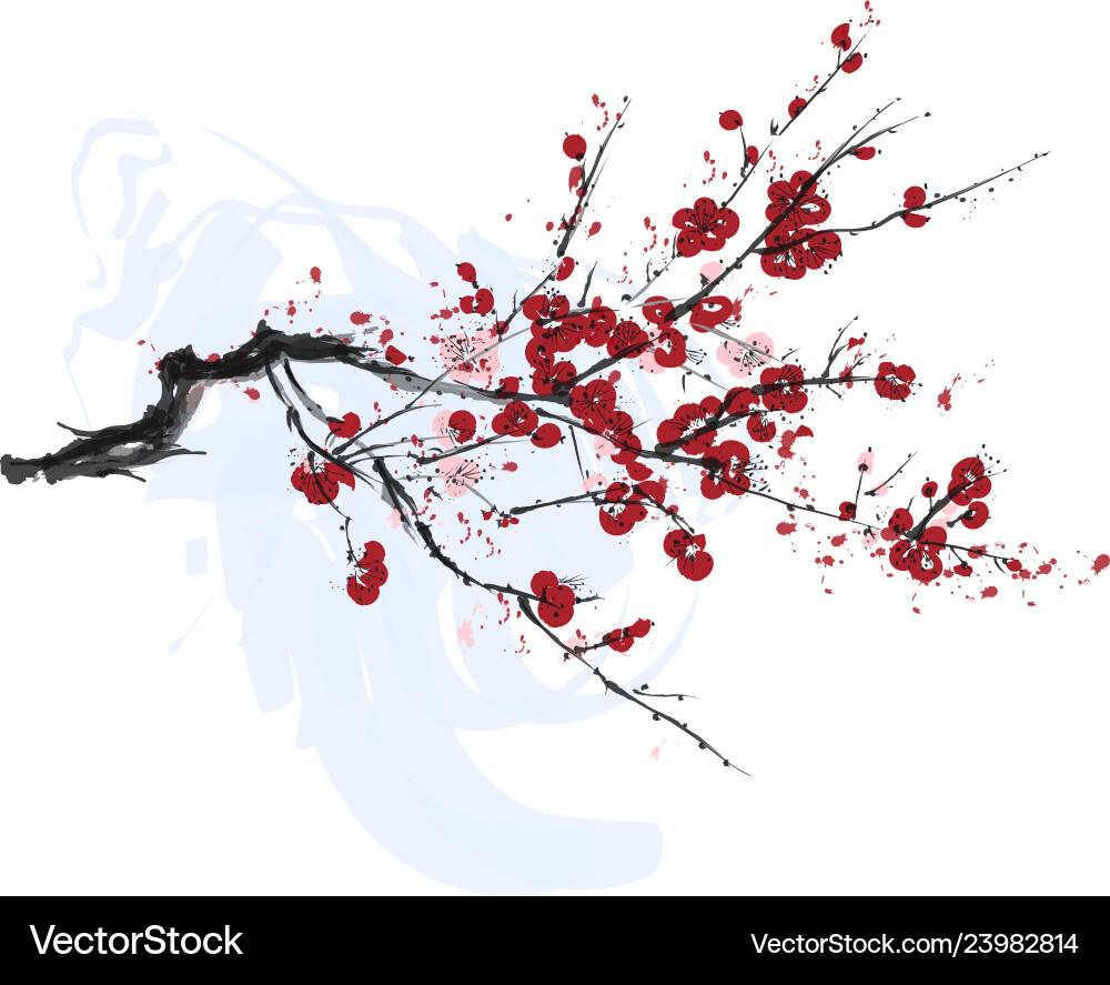 Realistic sakura blossom tree isolated on white Realistic sakura blossom tree isolated on white vector image