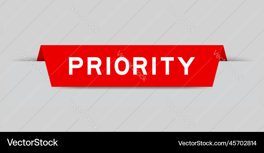 Red color inserted label with word priority Red color inserted label with word priority Vector Image