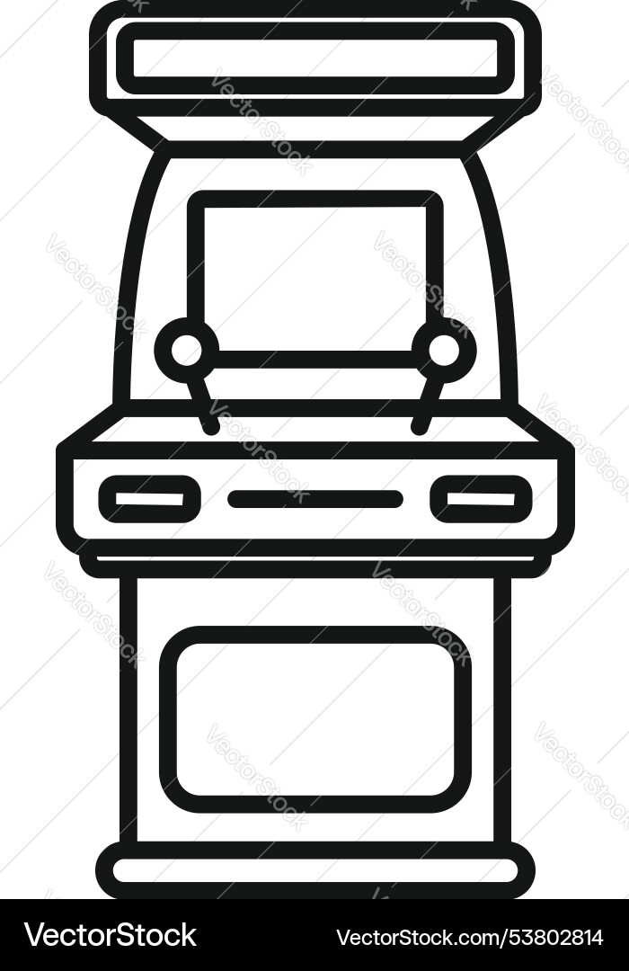 Retro arcade game machine with joysticks line art Retro arcade game machine with joysticks line art vector image