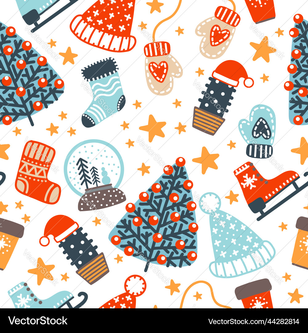 Seamless pattern christmas elements background Seamless pattern christmas elements background vector image
