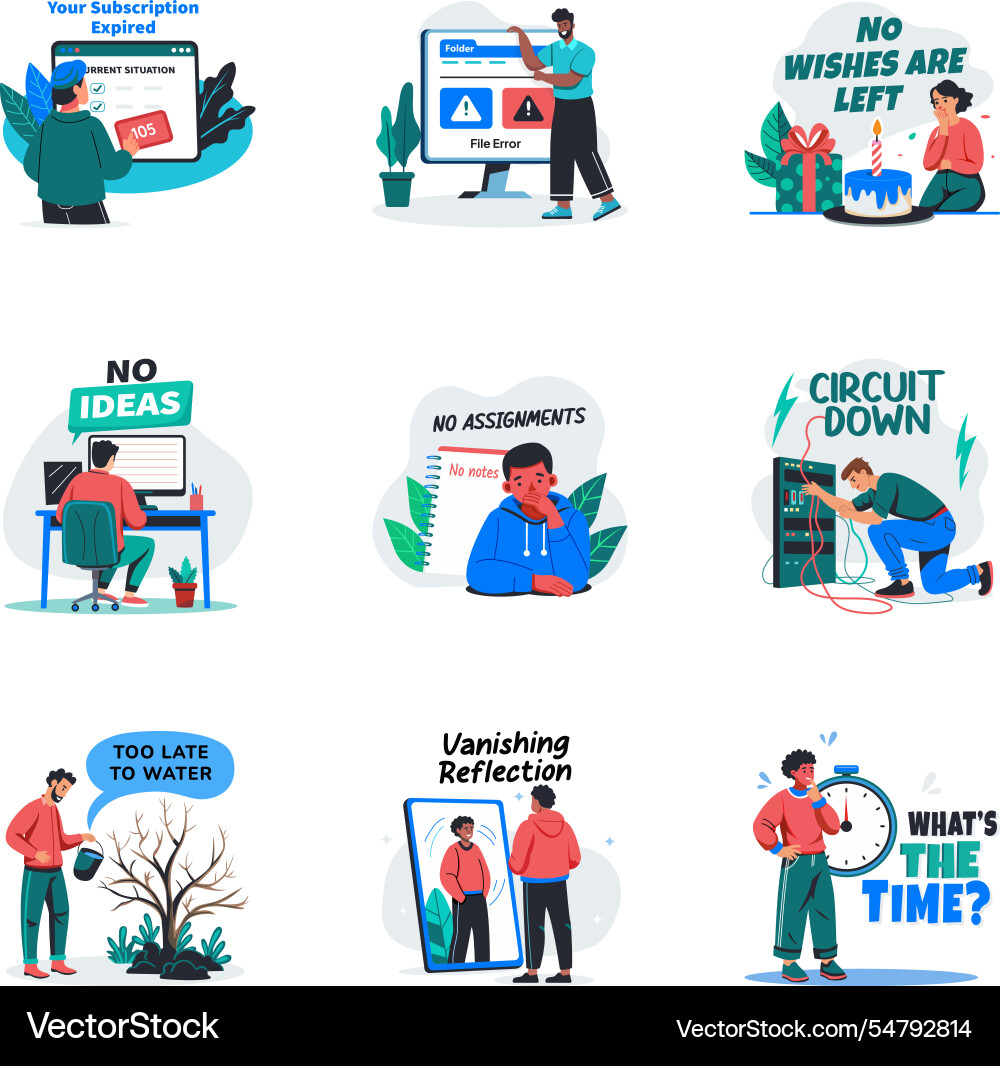 Set of flat style empty state character vector image