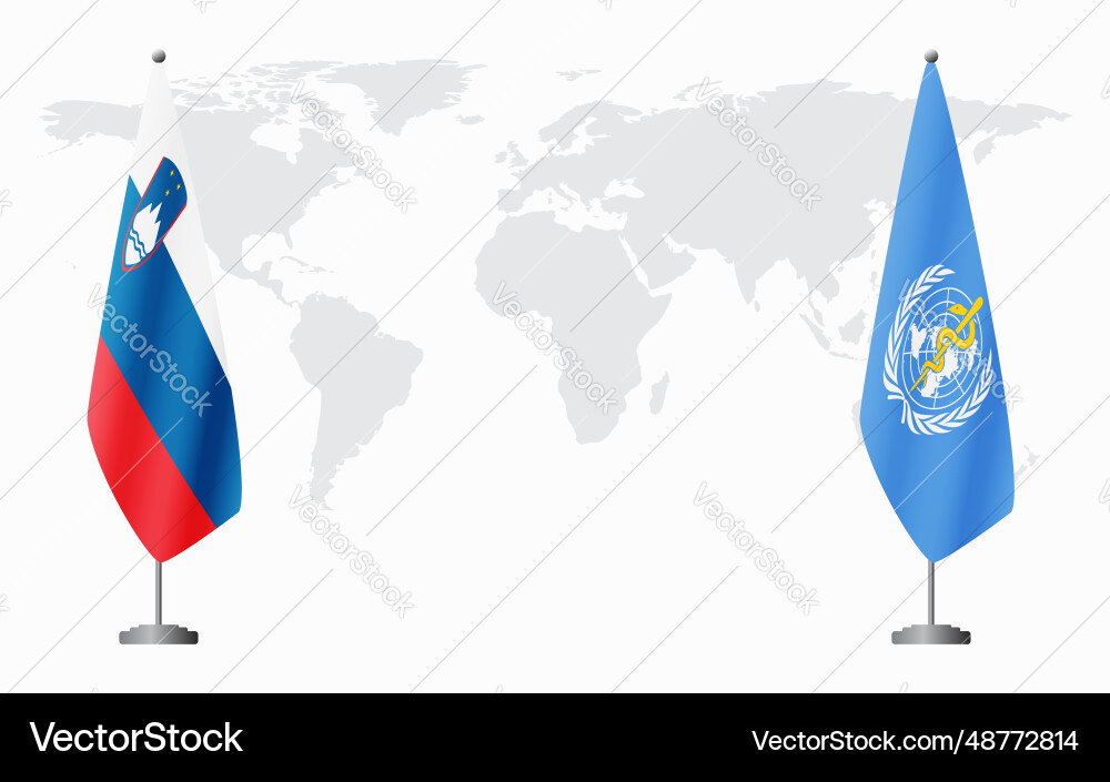 Slovenia and world health organization flags Slovenia and world health organization flags vector image