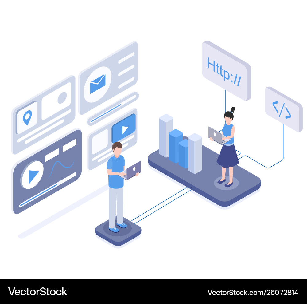 Software Development Isometric Concept Vector Image