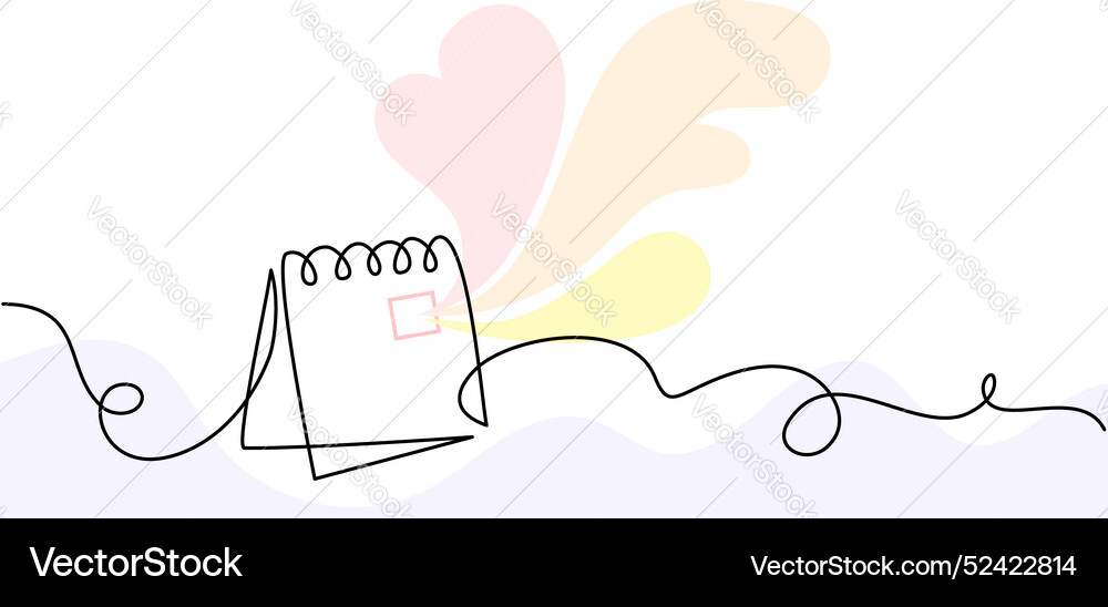 Table calendar wavy frame continuous one line Table calendar wavy frame continuous one line vector image