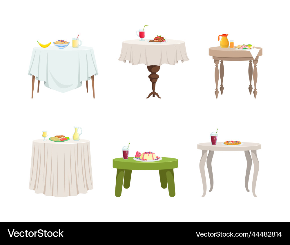 Tables covered with tablecloth and served Tables covered with tablecloth and served vector image