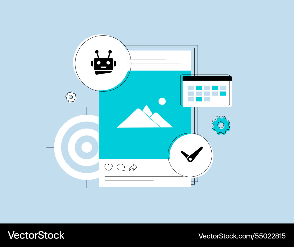 Ai-powered social media post scheduling use ai vector image