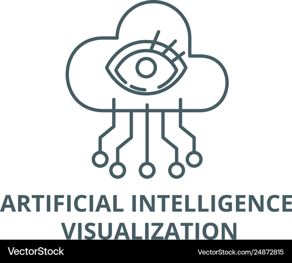Artificial intelligence visualization line icon Artificial intelligence visualization line icon vector image