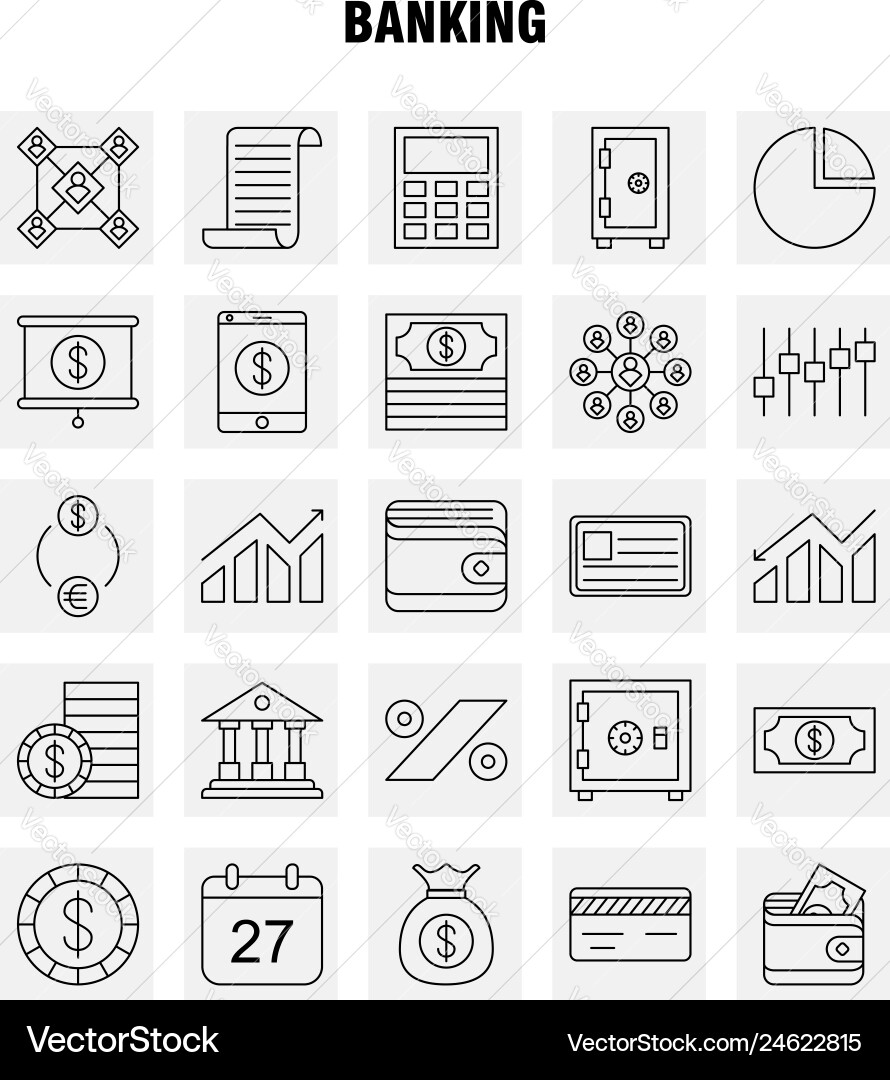 Banking line icon for web print and mobile uxui Banking line icon for web print and mobile uxui vector image