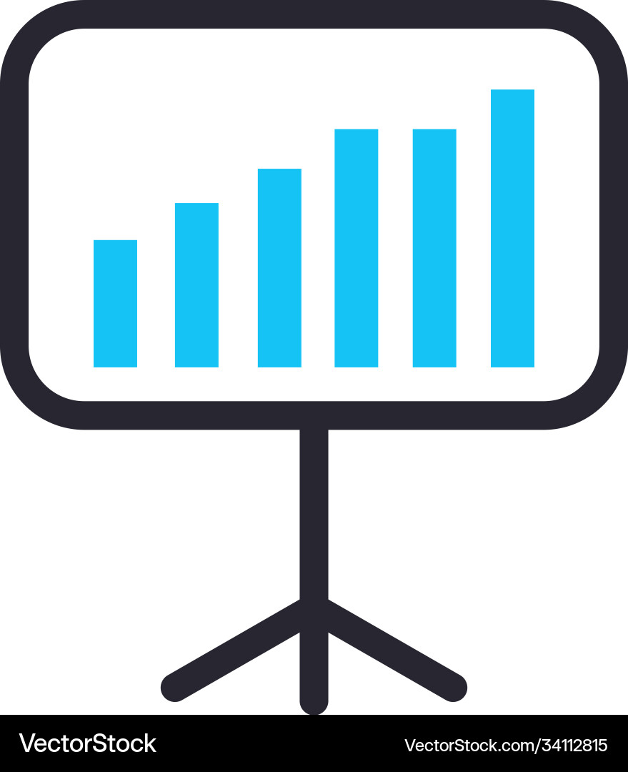 Bars chart in board line and fill style icon vector image