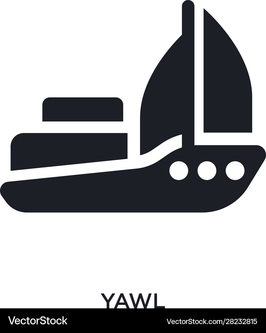 Black yawl isolated icon simple element from vector image