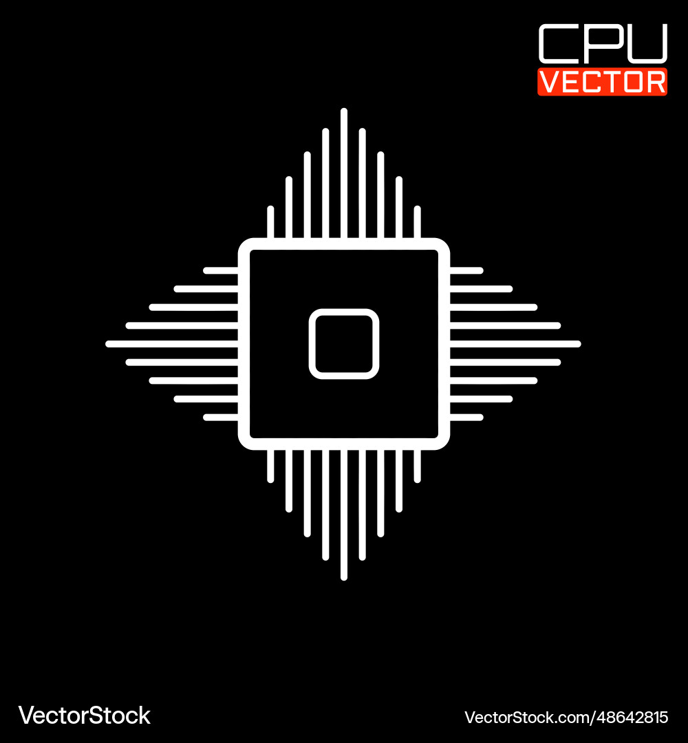 Cpu microprocessor microchip glow logo vector image
