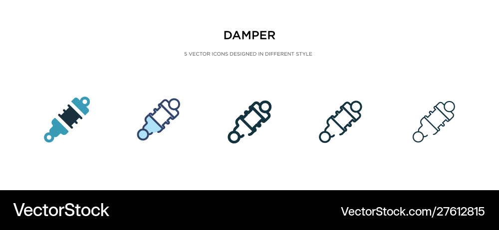 Damper icon in different style two colored vector image