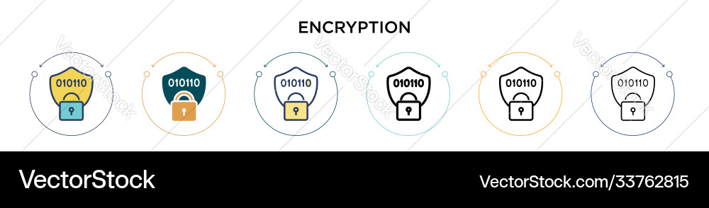 Encryption icon in filled thin line outline vector image