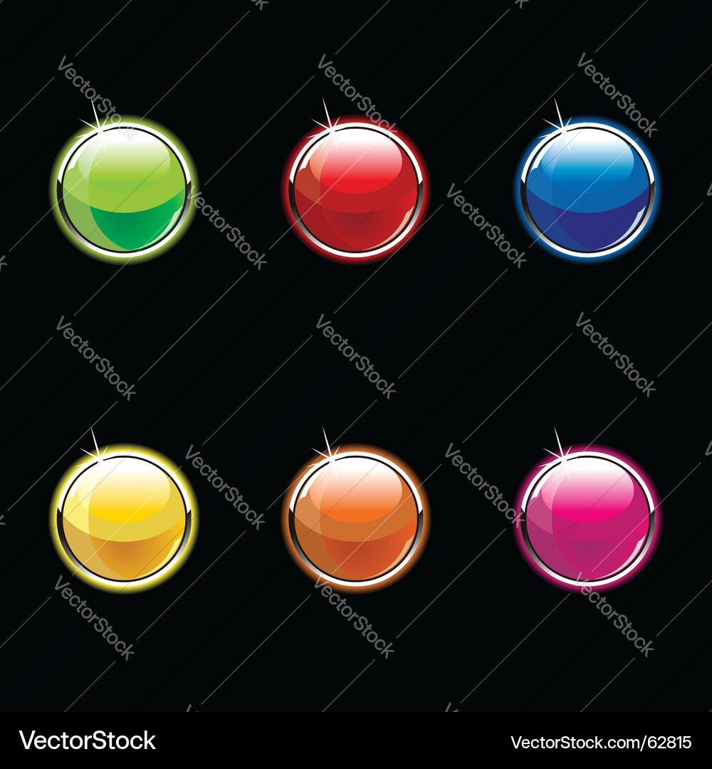 Glass Buttons on Black Background vector image