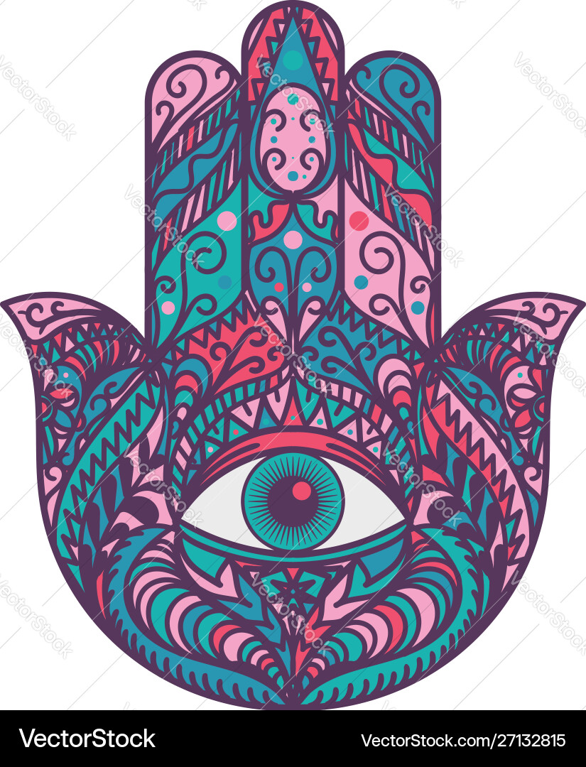 Hamsa fatima hand religious talisman colored sign Hamsa fatima hand religious talisman colored sign vector image