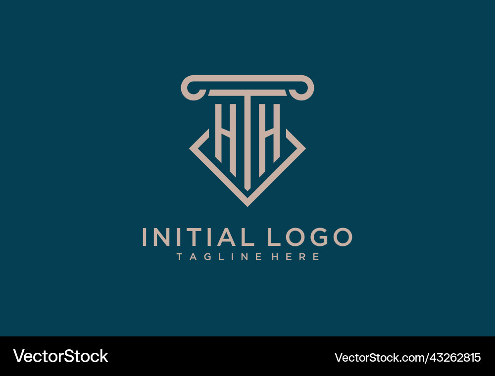 Hh initial with pillar icon design clean Vector Image