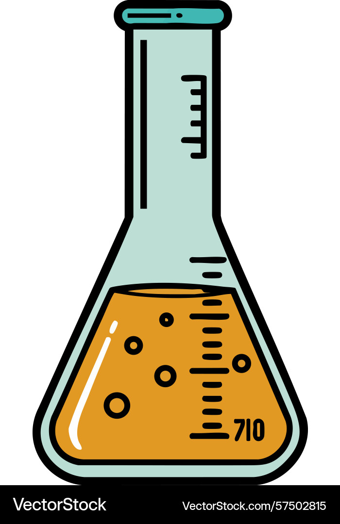 Laboratory flask filled with orange bubbling Laboratory flask filled with orange bubbling vector image