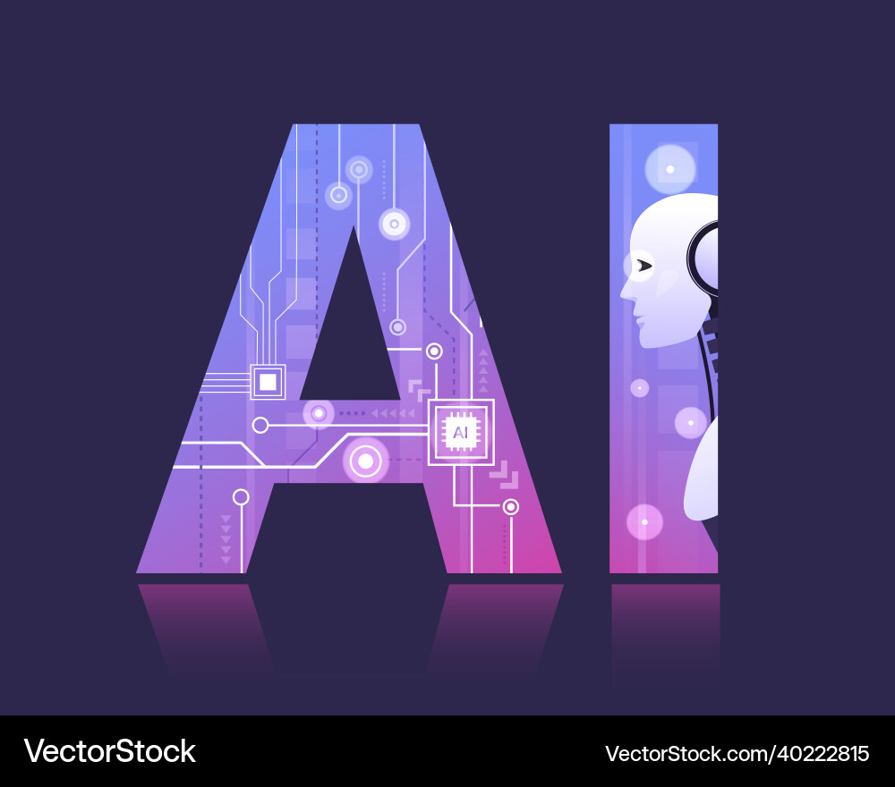 Machine learning ai with digital brain Machine learning ai with digital brain vector image