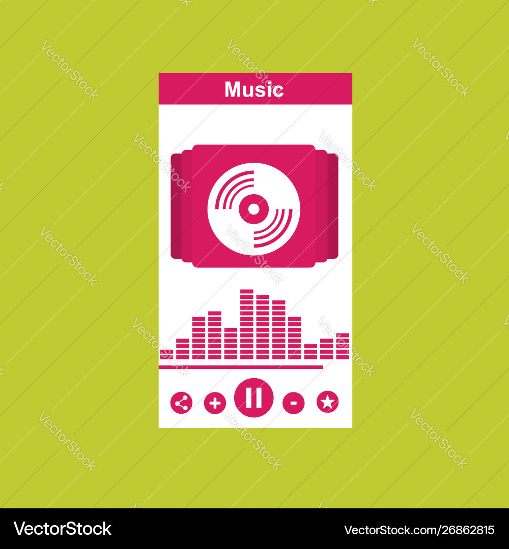 Media player application app template with flat Media player application app template with flat vector image