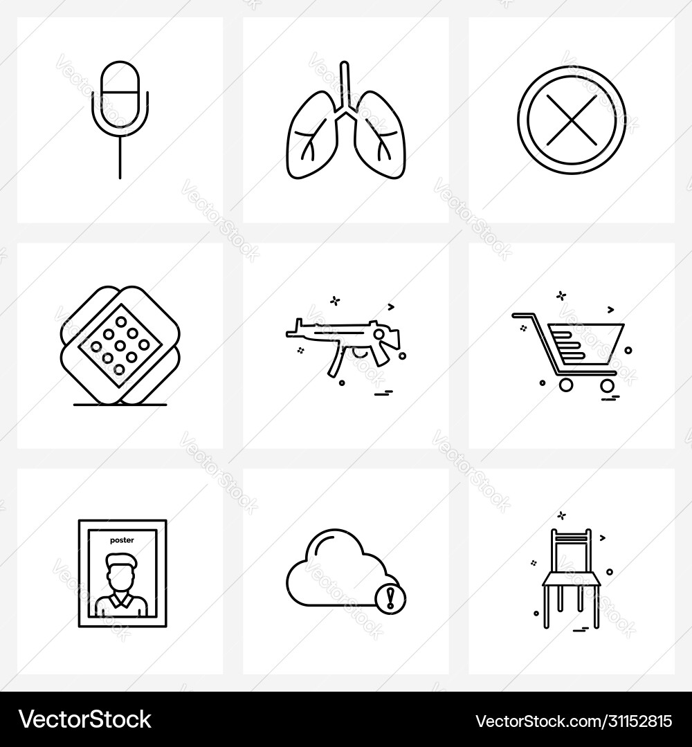 Modern style set 9 line pictograph grid based Vector Image