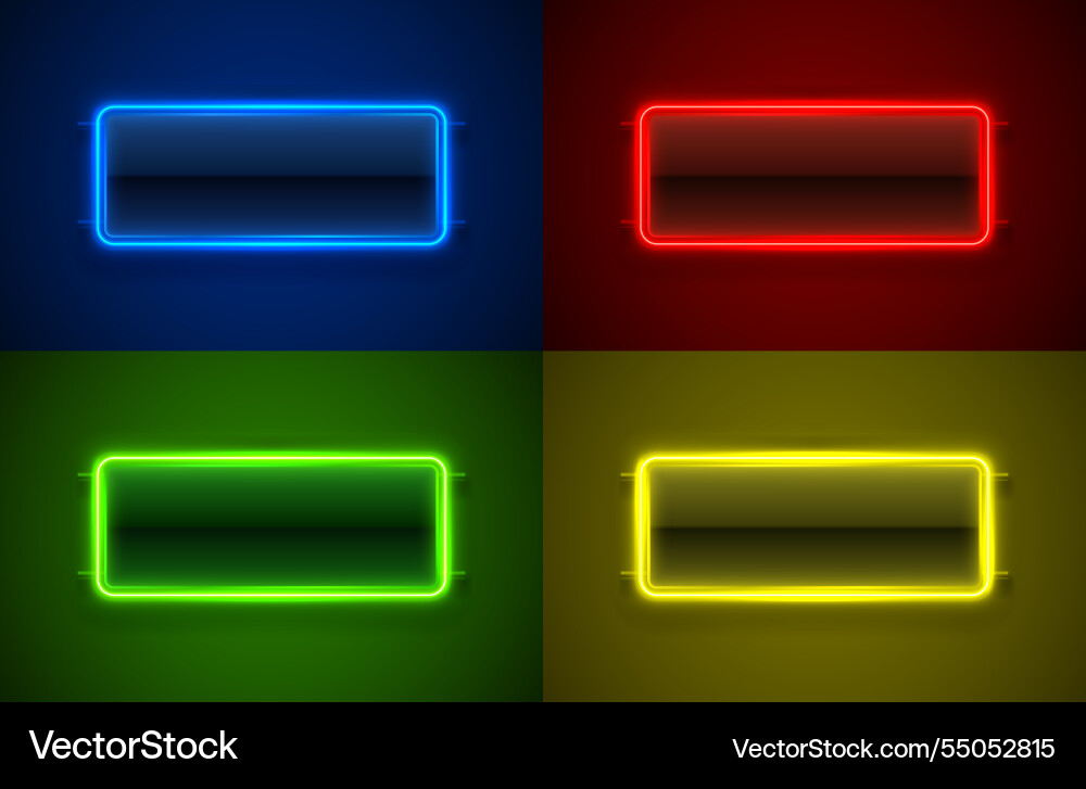 Neon frame color set black background line Vector Image