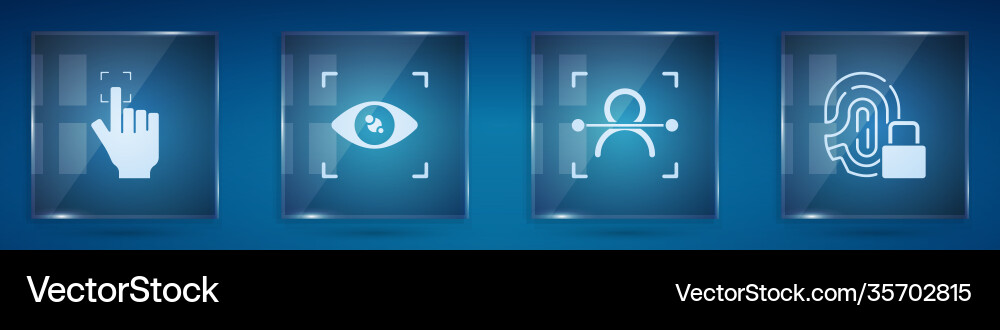 Set fingerprint eye scan face recognition vector image