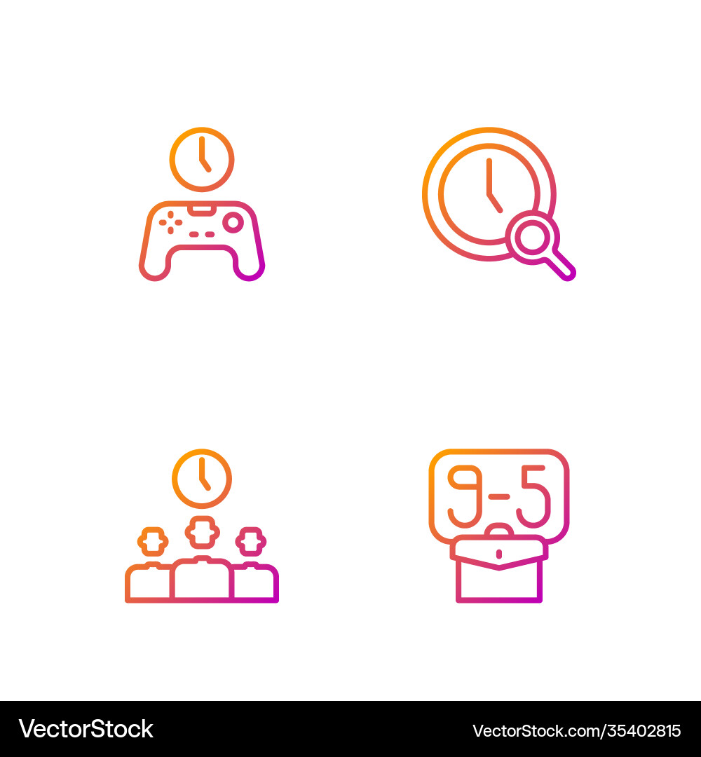 Set line from 9 time management gamepad vector image