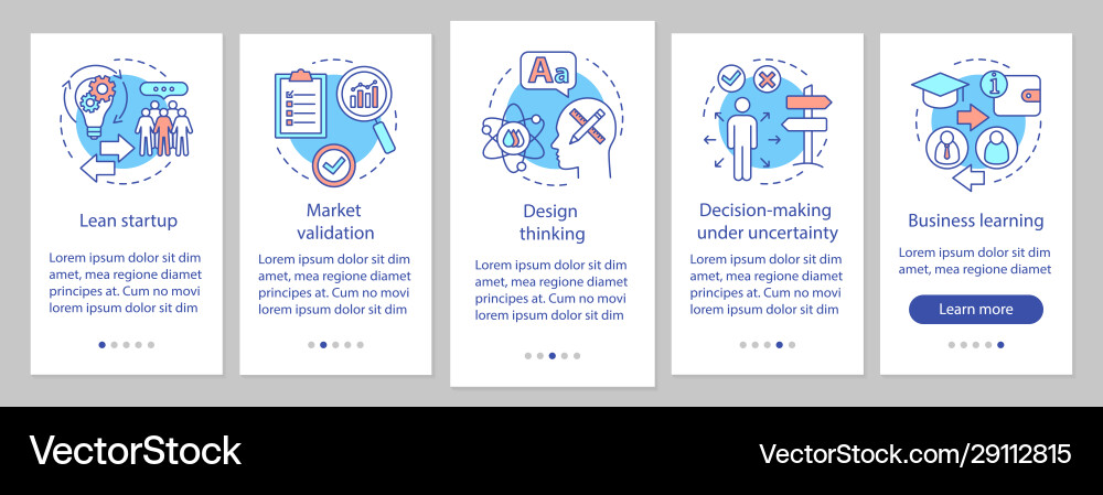Startup principles onboarding mobile app page Startup principles onboarding mobile app page Vector Image