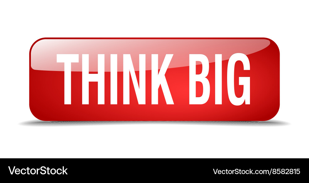 Think big red square 3d realistic isolated web Vector Image