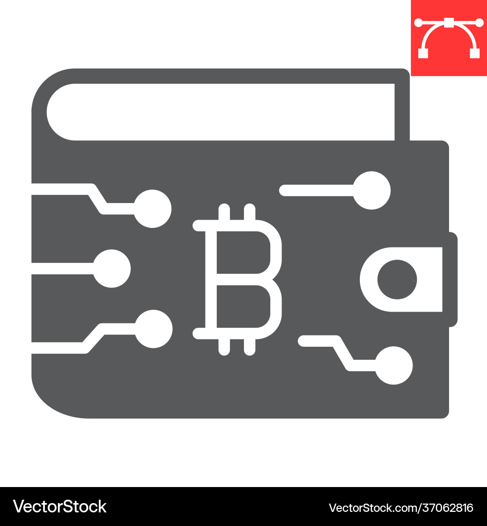 Bitcoin wallet glyph icon cryptocurrency – Royalty-Free Vector | VectorStock