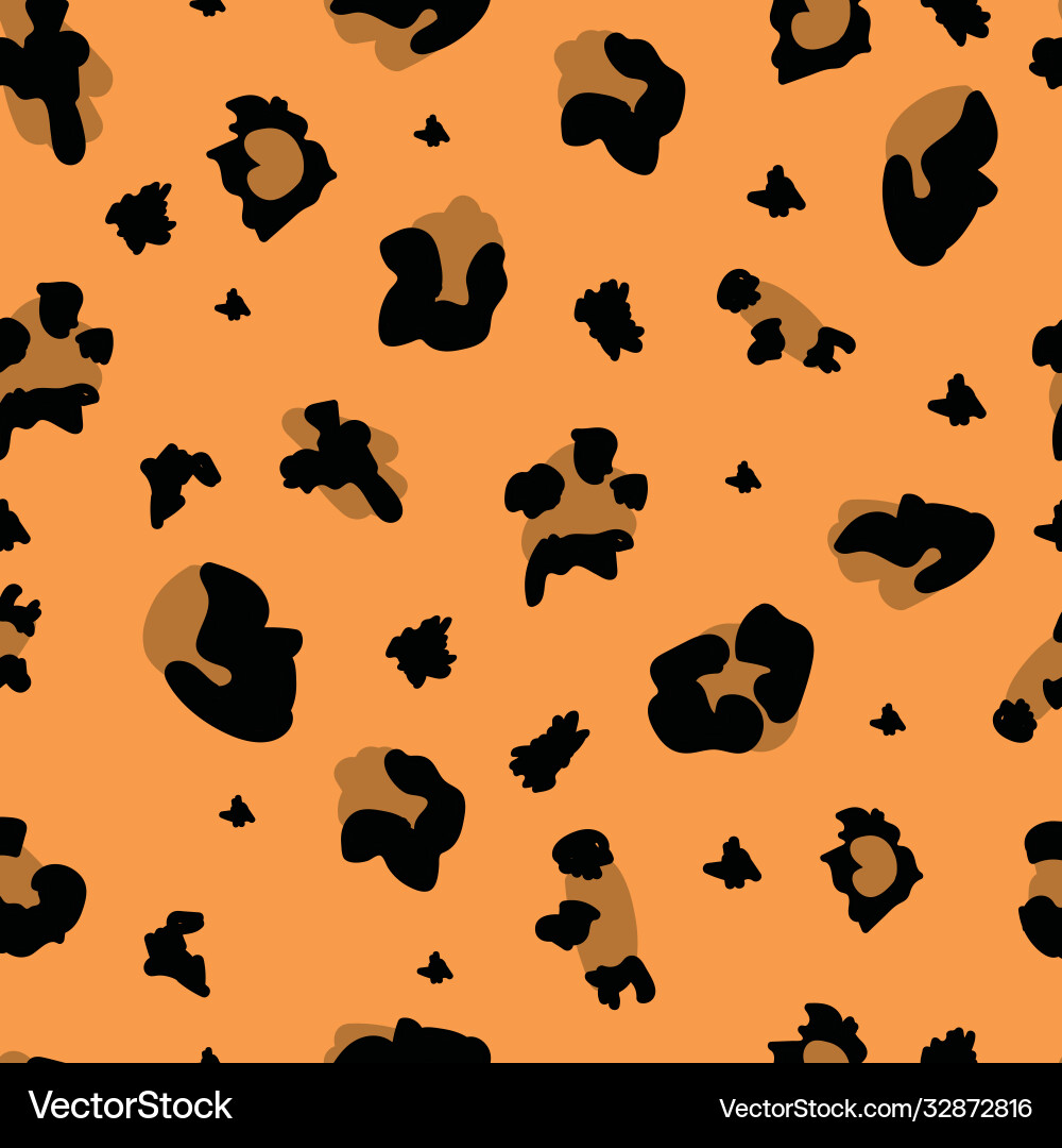 Brown leopard print with spots seamless pattern vector image