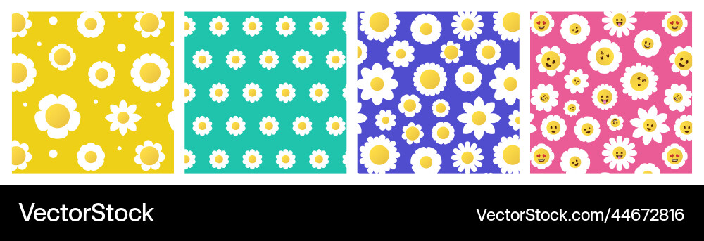 Daisy pattern seamless print of colorful vector image