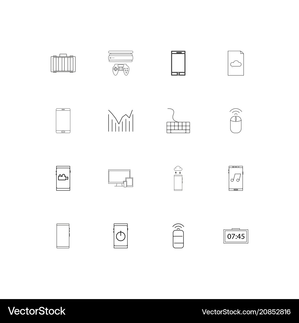 Devices linear thin icons set outlined simple Vector Image