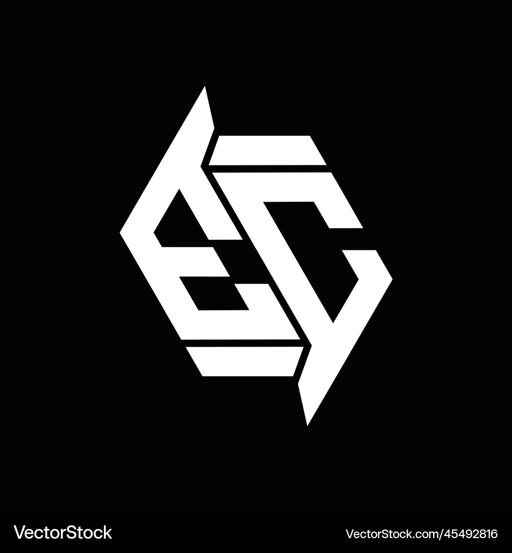 Ec logo monogram hexagon abstract shape images Ec logo monogram hexagon abstract shape images Vector Image