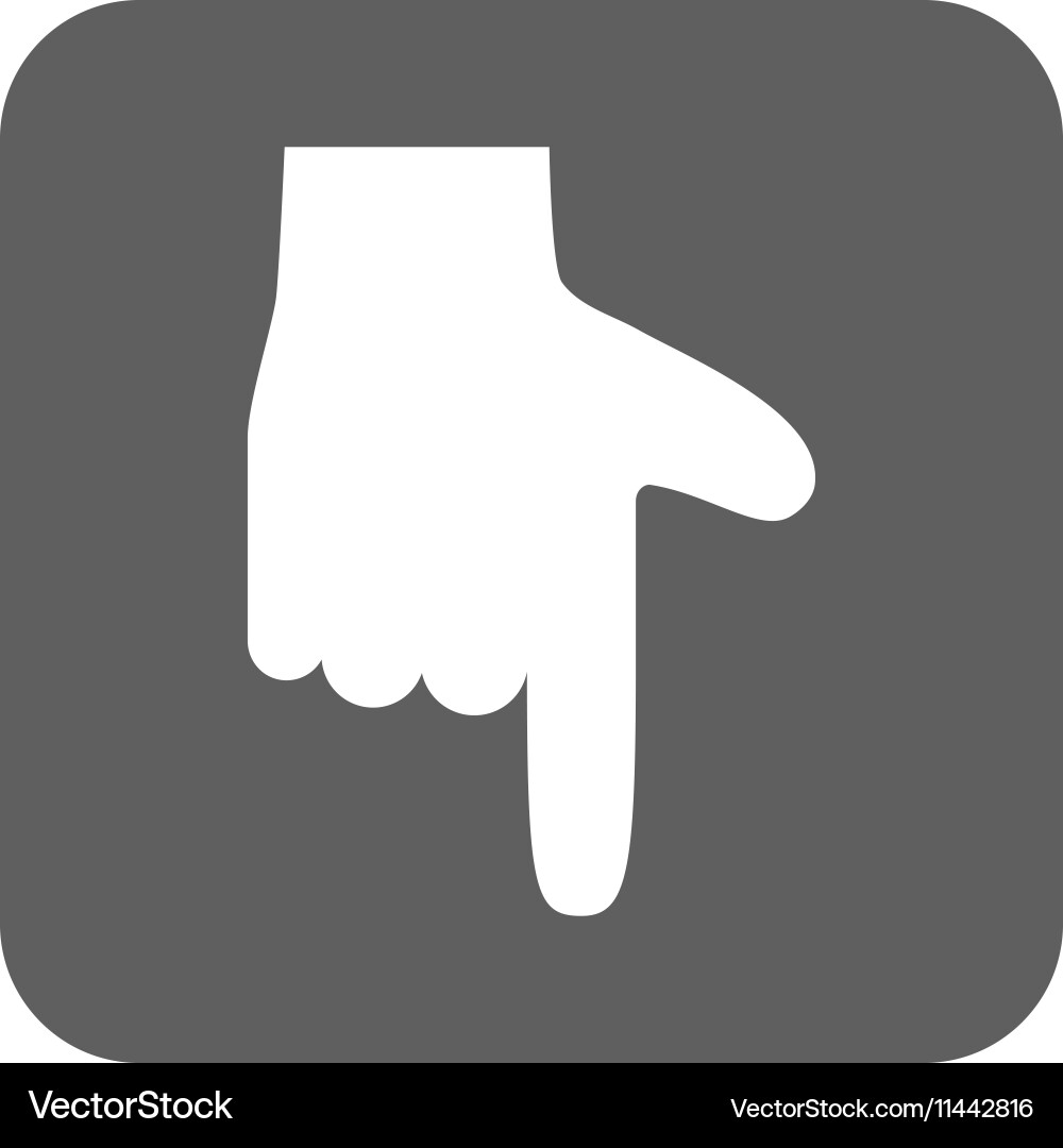 Hand pointer down flat squared icon Vector Image
