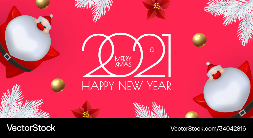 Happy new 2021 year design template with santa Happy new 2021 year design template with santa vector image
