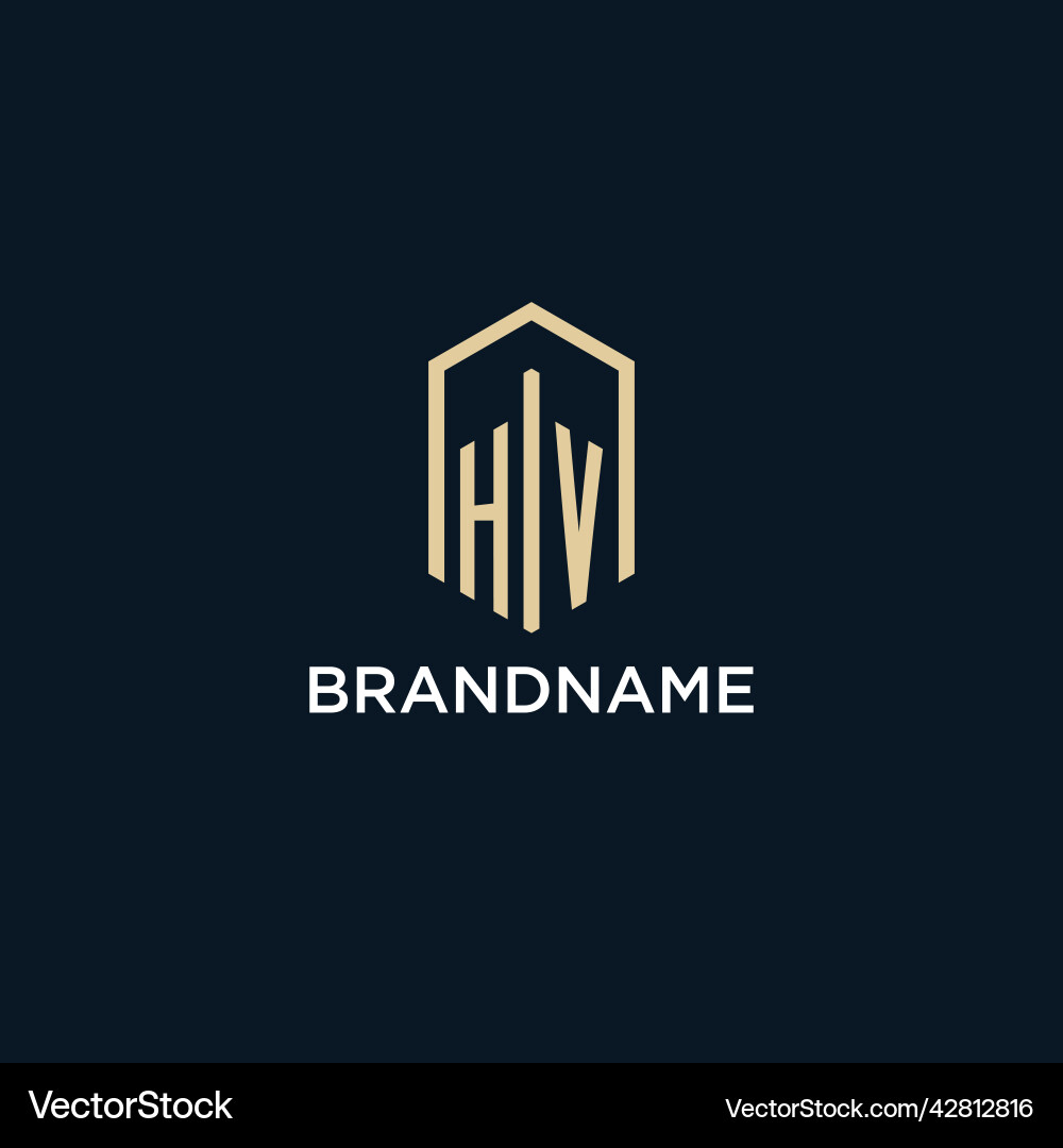 Hv initial monogram logo with hexagonal shape Hv initial monogram logo with hexagonal shape vector image