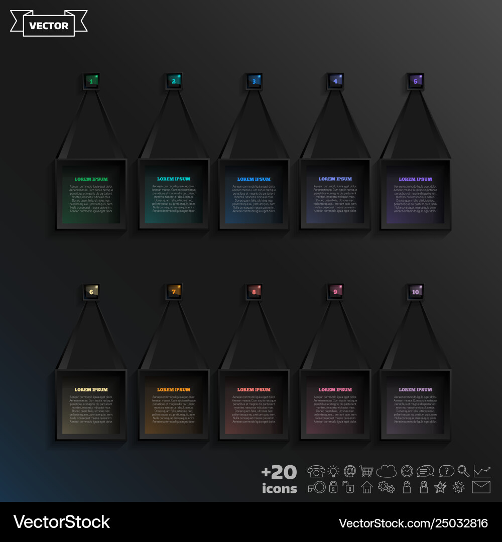 Infographic design list with colorful square Infographic design list with colorful square Vector Image