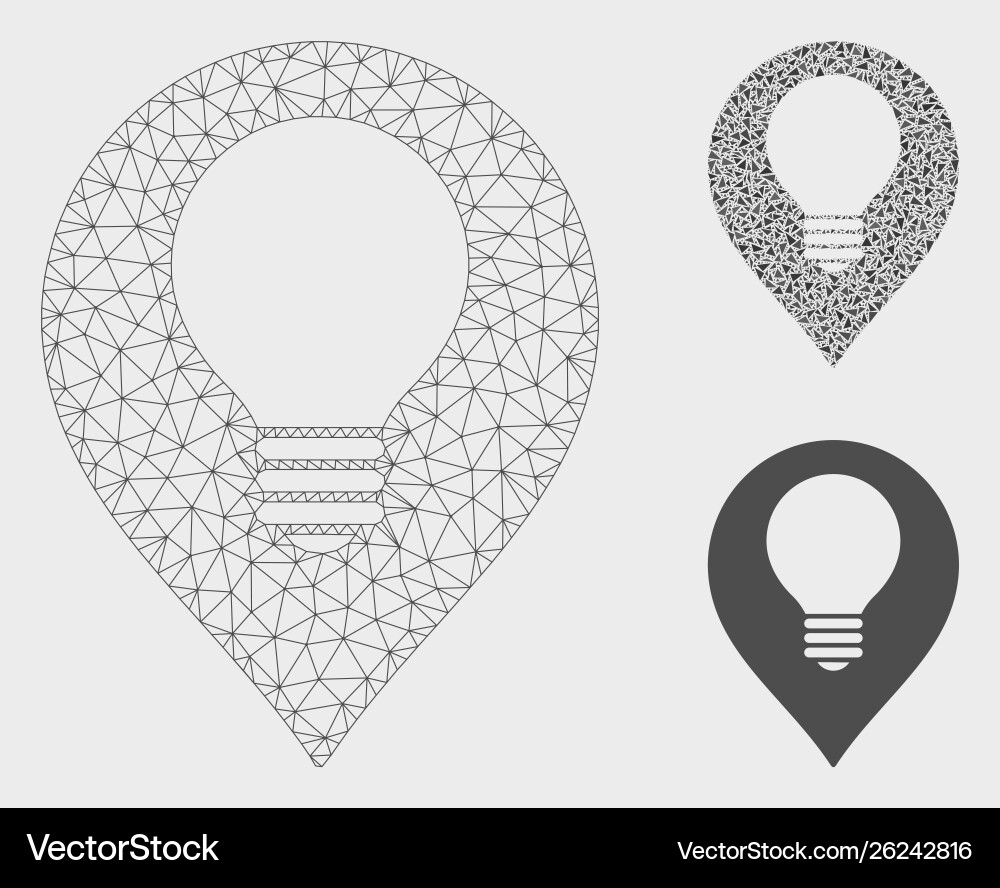 Lamp bulb marker mesh wire frame model Lamp bulb marker mesh wire frame model vector image