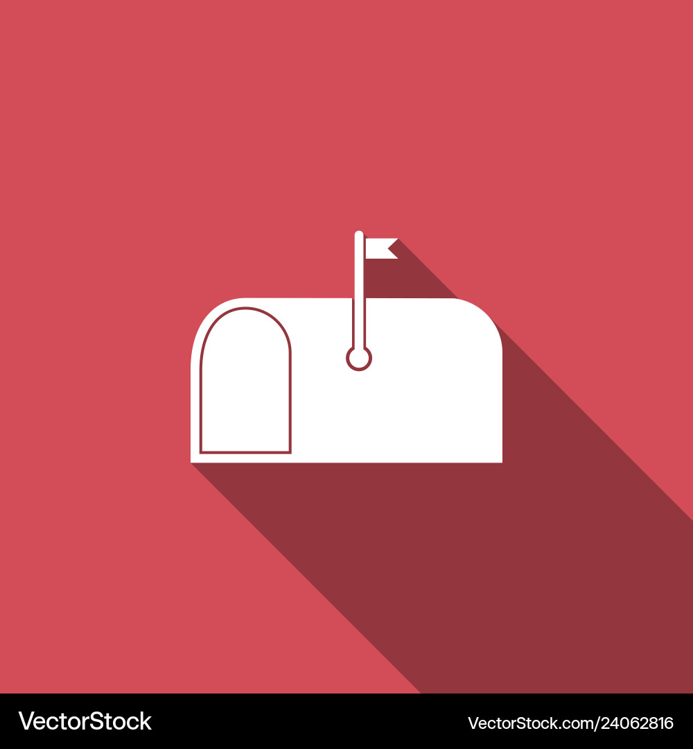 Mail box icon with long shadow mailbox Mail box icon with long shadow mailbox vector image