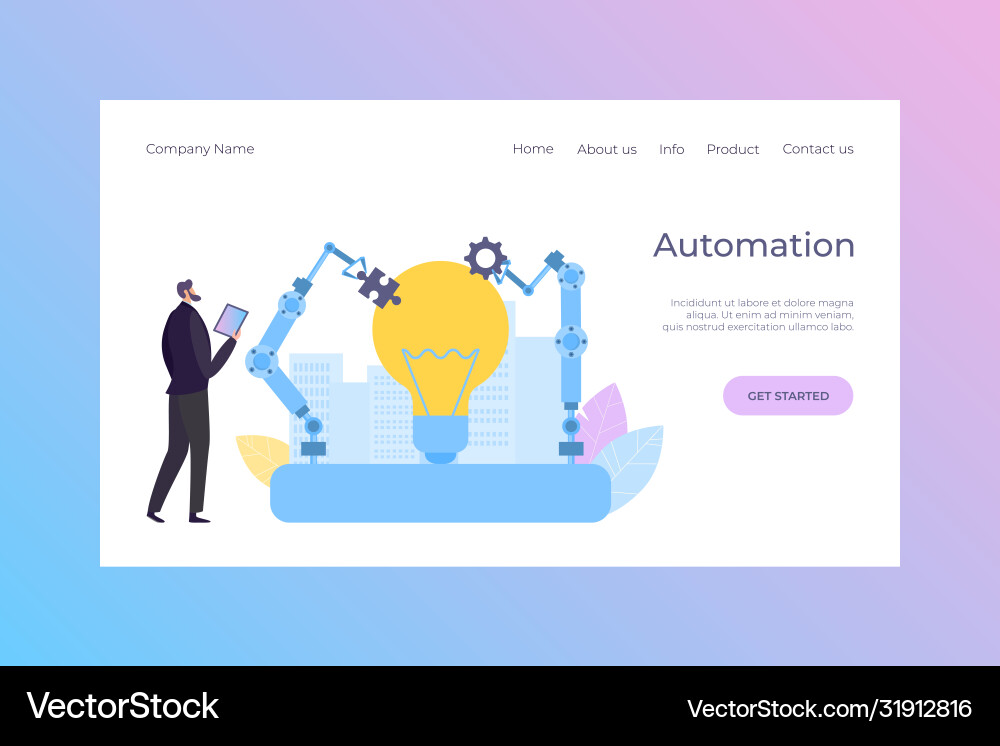 Manager control automation robot landing Manager control automation robot landing Vector Image