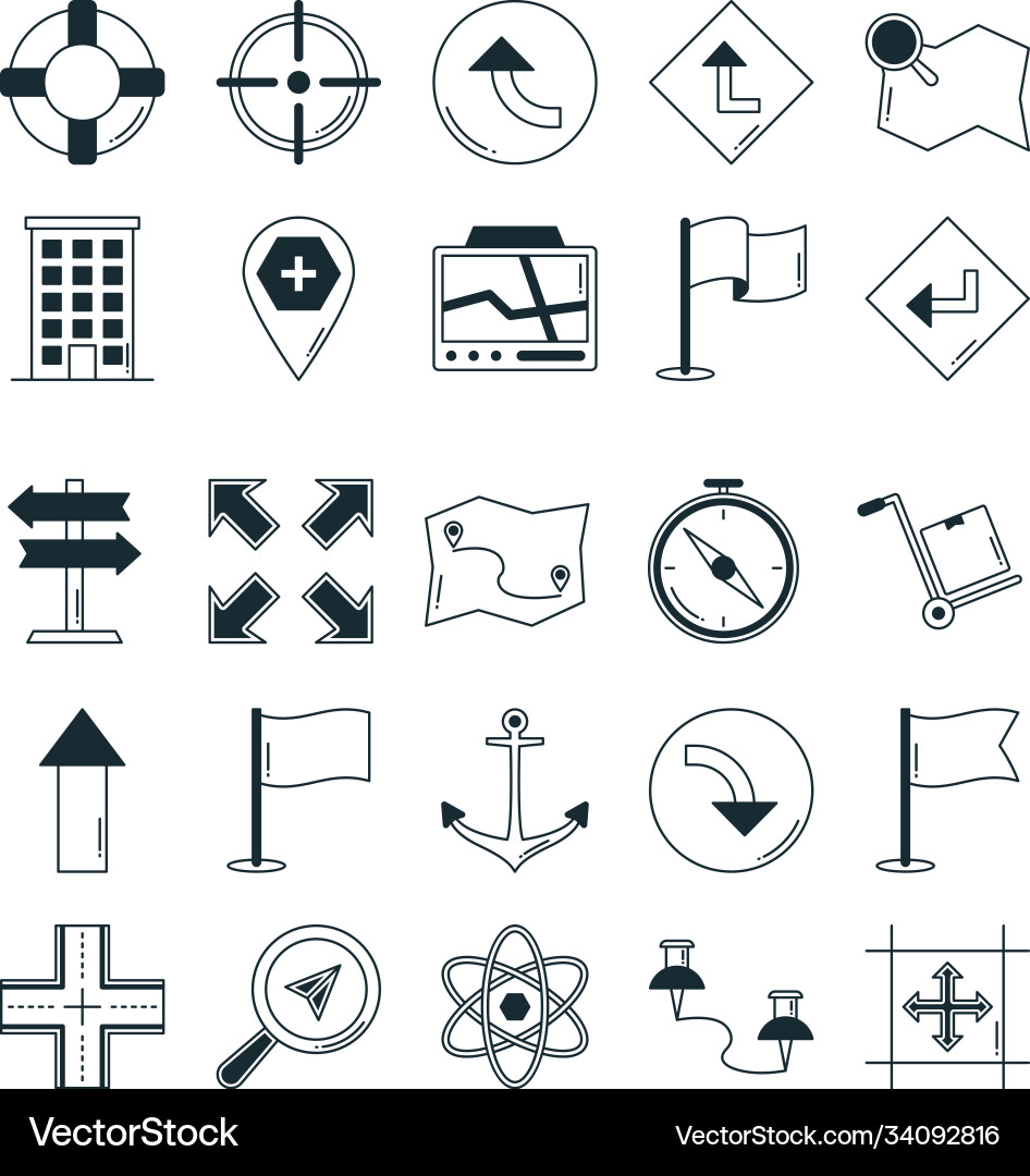 Map and navigation icons can be easily mod vector image