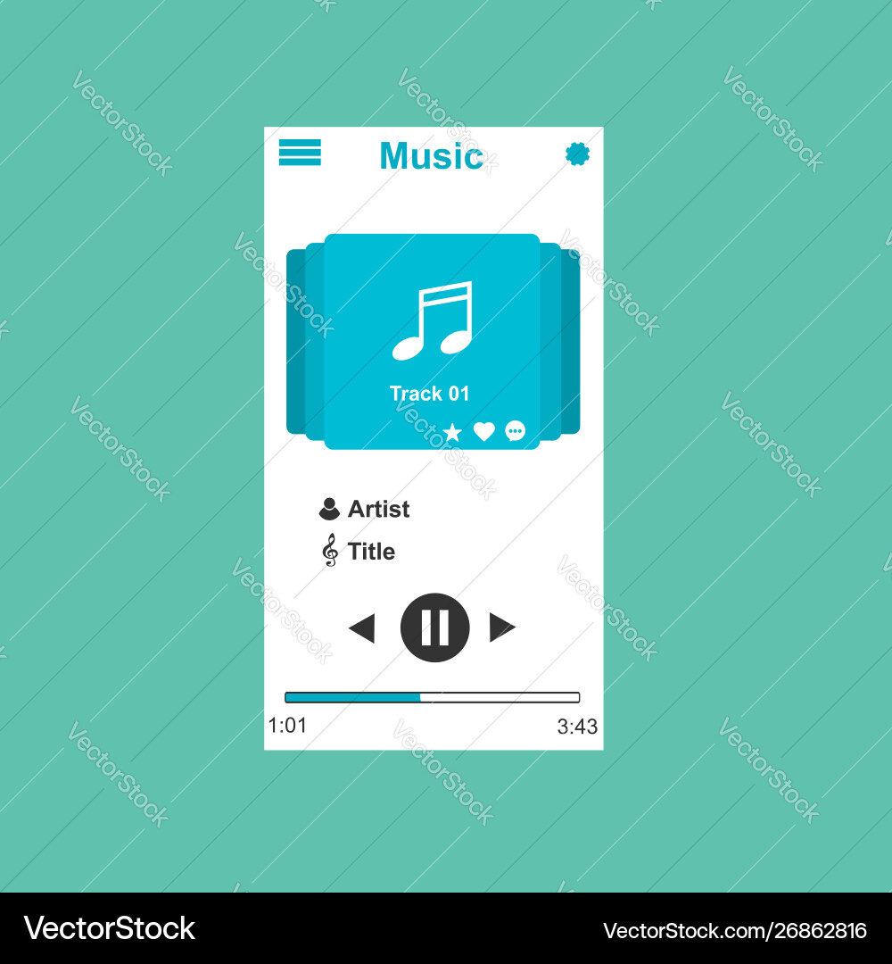 Media player application app template with flat Media player application app template with flat vector image