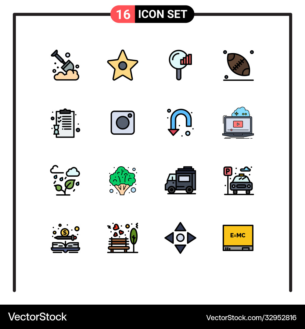 Mobile interface flat color filled line set 16 Vector Image